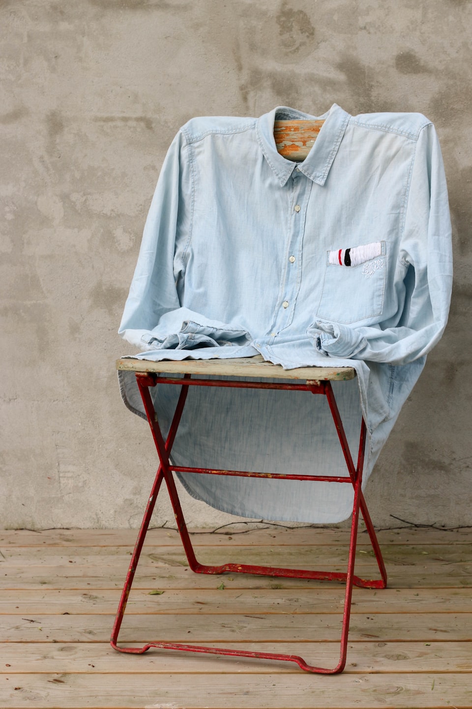 A dress hem being marked